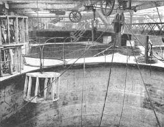 The cable tanks in the Siemens factory at Woolwich, England.  From a photograph by Elliot and Fry, London.